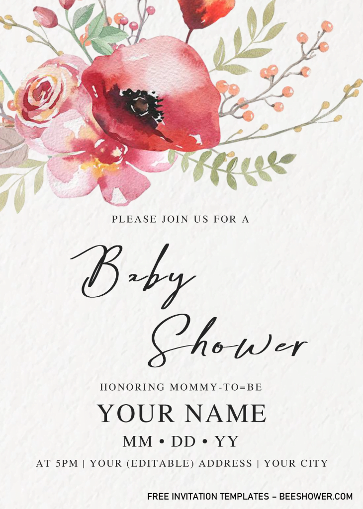 Botanical Baby Shower Invitation Templates - Editable With MS Word and has 