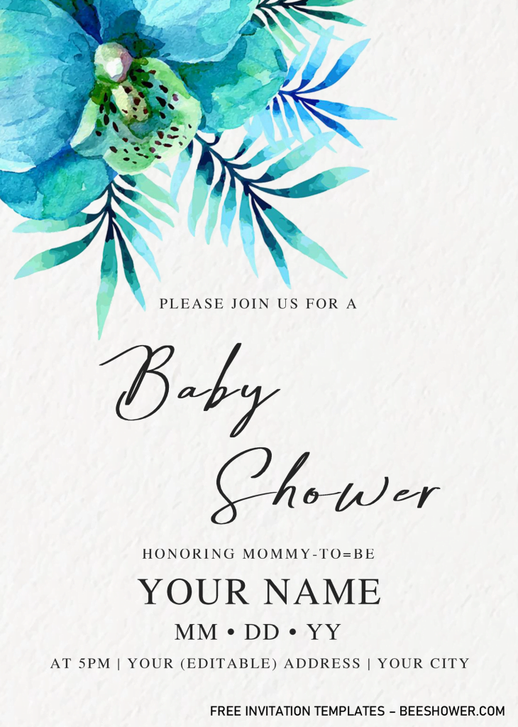 Botanical Baby Shower Invitation Templates - Editable With MS Word and has purple floral