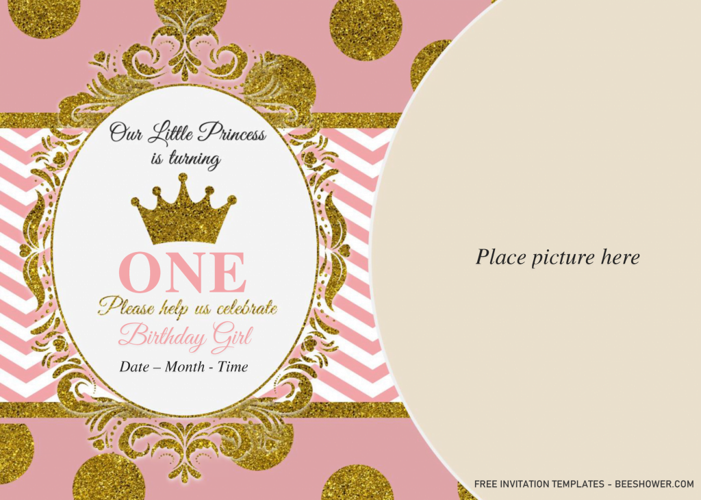 Royal Princess Baby Shower Invitation Templates - Editable .Docx and has Picture Frame