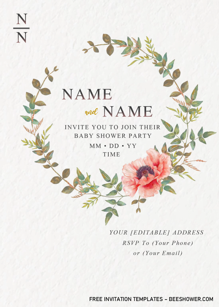 Vintage Floral Invitation Templates - Editable With Microsoft Word and has blush pink roses