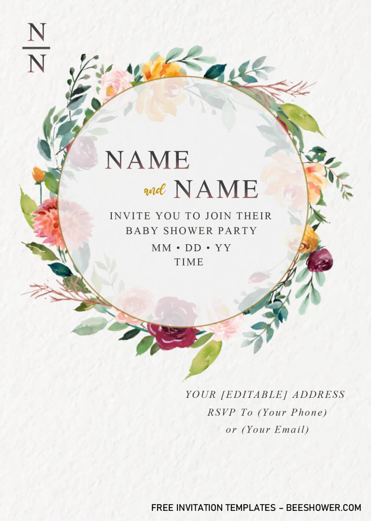Vintage Floral Invitation Templates - Editable With Microsoft Word and has white canvas background