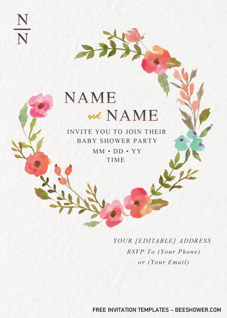 Vintage Floral Invitation Templates - Editable With Microsoft Word and has custom floral wreath
