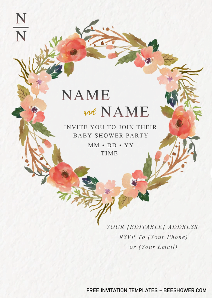 Vintage Floral Invitation Templates - Editable With Microsoft Word and has portrait orientation