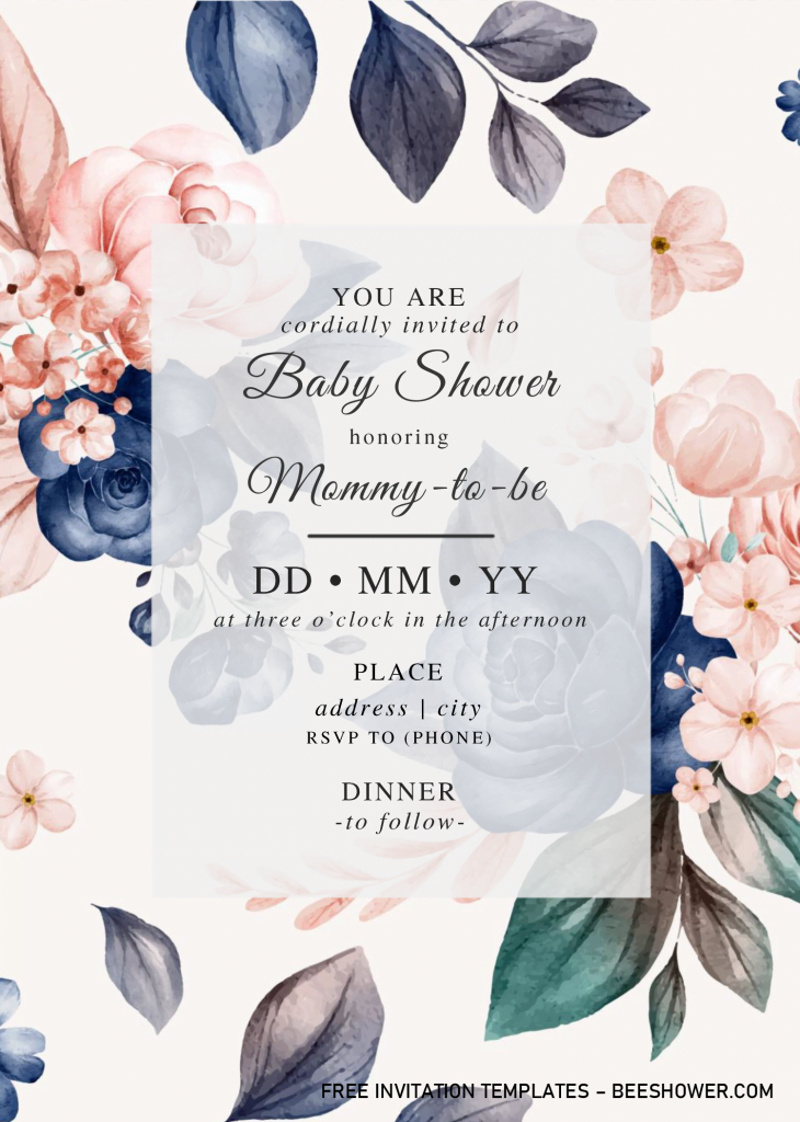 Watercolor Peony Baby Shower Invitation Templates - Editable With MS Word and has