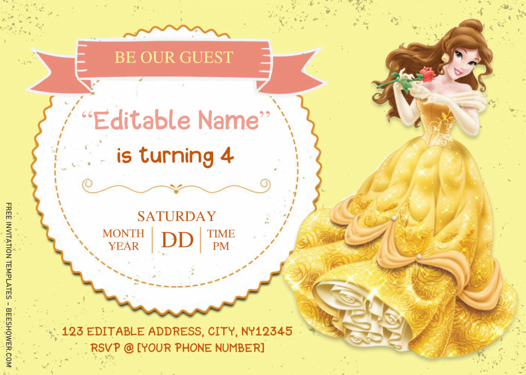Beauty And The Beast Baby Shower Invitation Templates - Editable With MS Word and has 