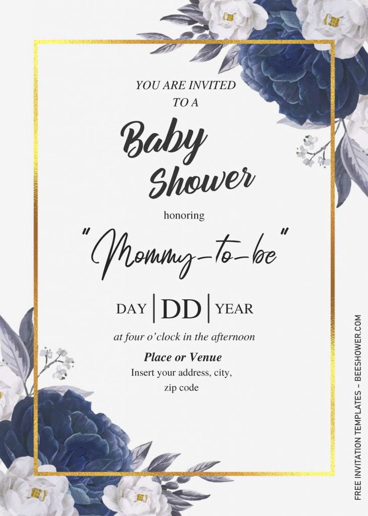 Dusty Blue Baby Shower Invitation Templates - Editable With MS Word and has 