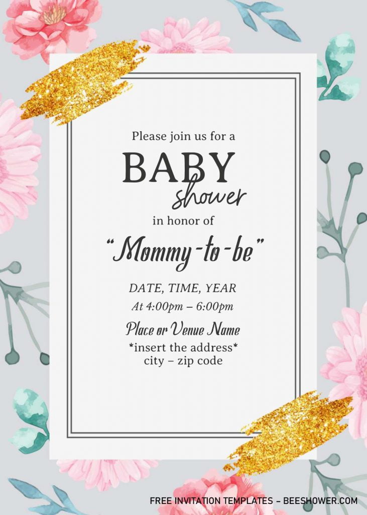 Blush Watercolor Baby Shower Invitation Templates - Editable With MS Word and has 