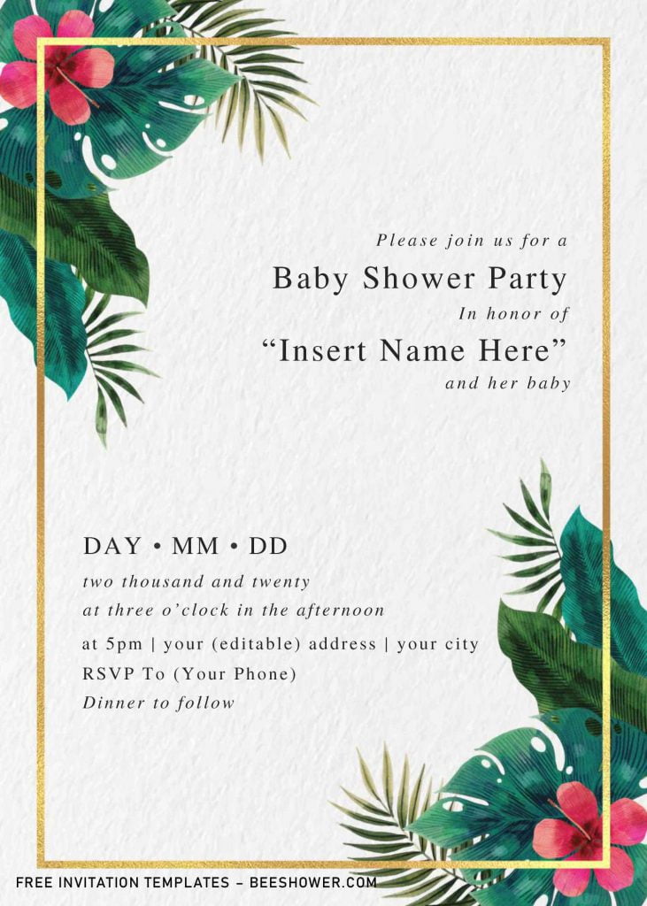 Modern Tropical Wedding Invitation Templates - Editable With MS Word and has elegant typography