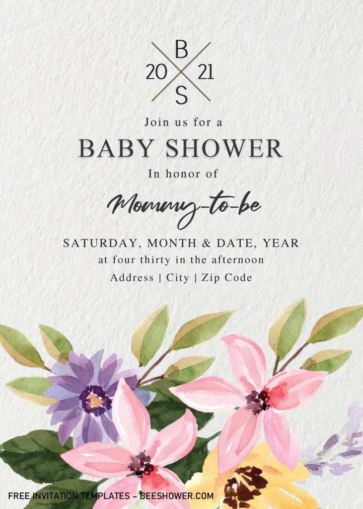 Classy Monogram Baby Shower Invitation Templates - Editable With MS Word and has