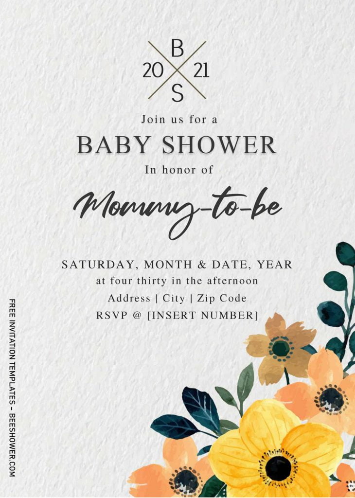 Classy Monogram Baby Shower Invitation Templates - Editable With MS Word and has canvas background