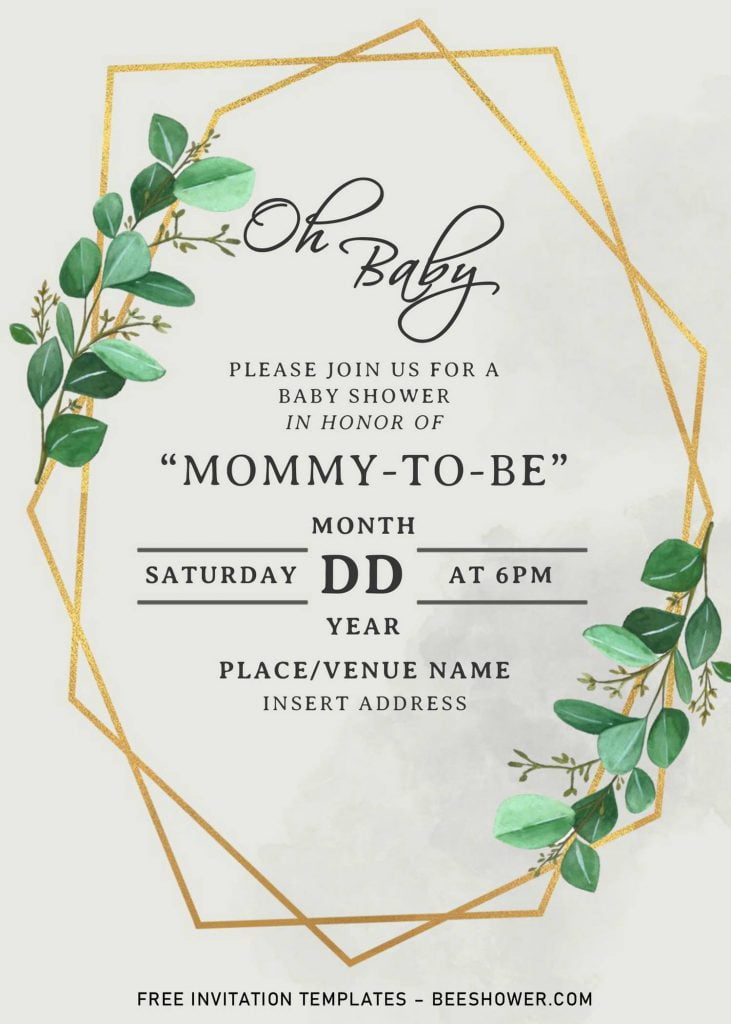 Free Greenery Geometric Baby Shower Invitation Templates For Word and has elegant typography