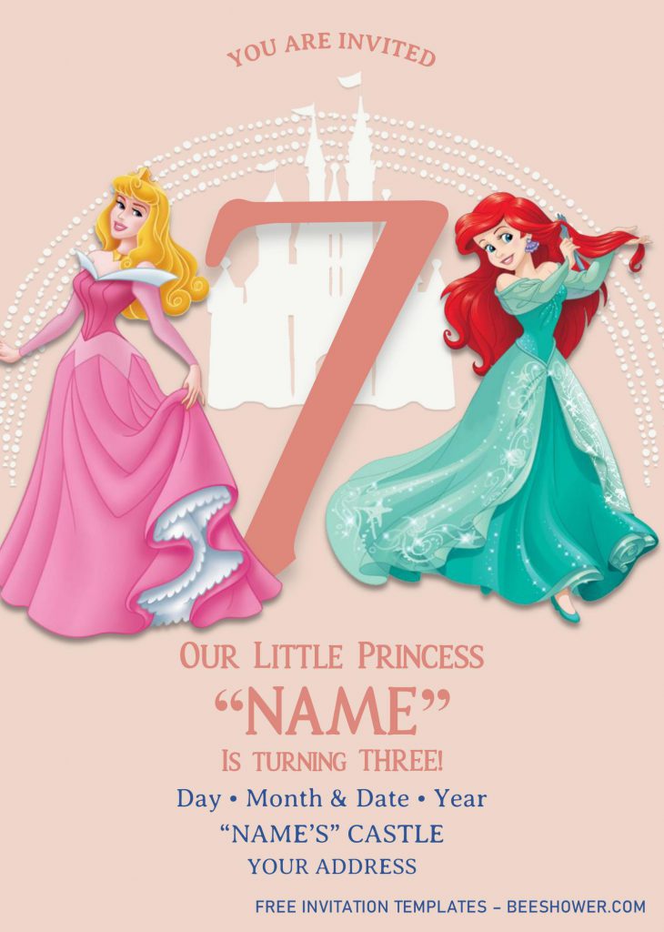 Disney Princess Birthday Invitation Templates - Editable With MS Word and has Rapunzel