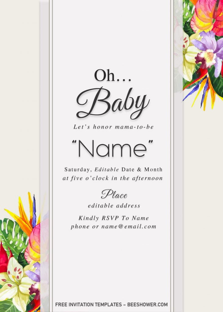 Summer Garden Baby Shower Invitation Templates - Editable With MS Word and has summer flowers