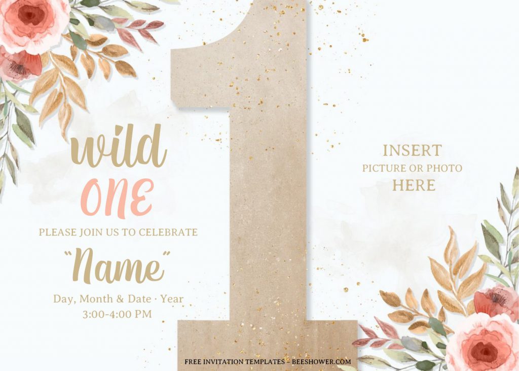 Free Wild One Baby Shower Invitation Templates For Word and has blush pink roses