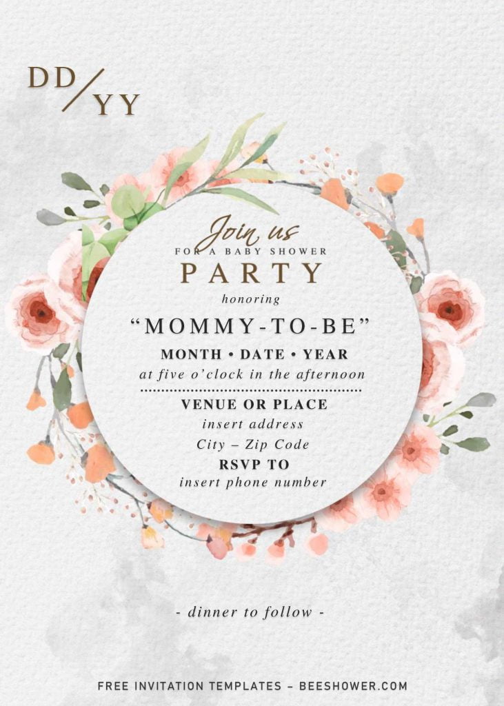 Free Vintage Floral Baby Shower Invitation For Word and has watercolor flower decorations