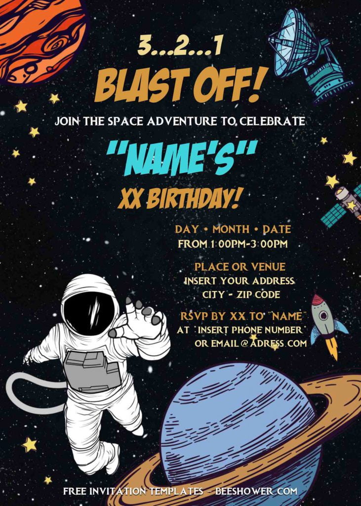 Free Astronaut Baby Shower Invitation Templates For Word and has cool wording