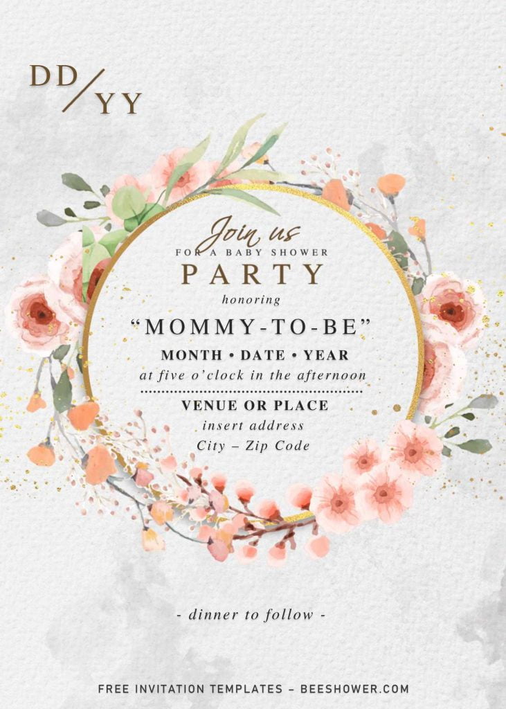 Free Vintage Floral Baby Shower Invitation For Word and has elegant typography