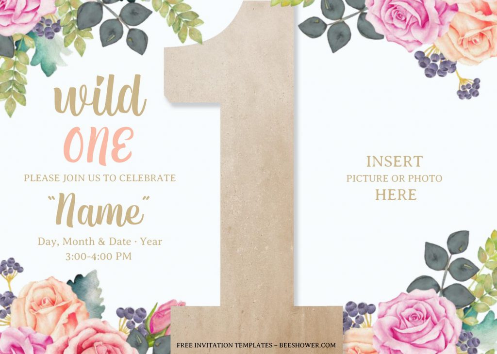 Free Wild One Baby Shower Invitation Templates For Word and has number "1"