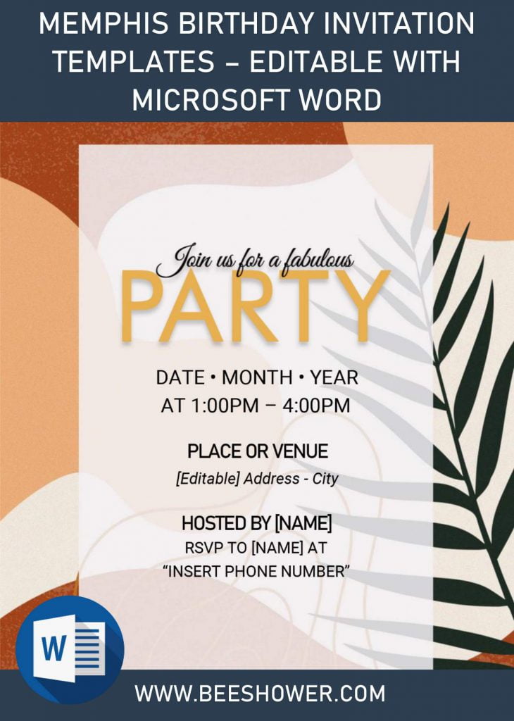 Memphis Birthday Invitation Templates - Editable With Microsoft Word and has 