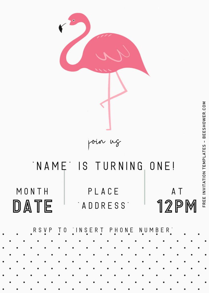 Flamingo Birthday Invitation Templates - Editable With Microsoft Word and has pink flamingo
