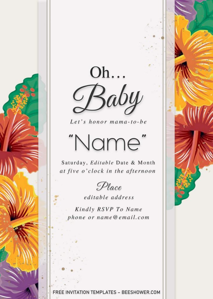 Summer Garden Baby Shower Invitation Templates - Editable With MS Word and has