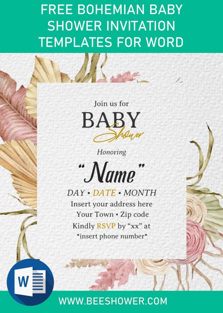 Free Bohemian Baby Shower Invitation Templates For Word