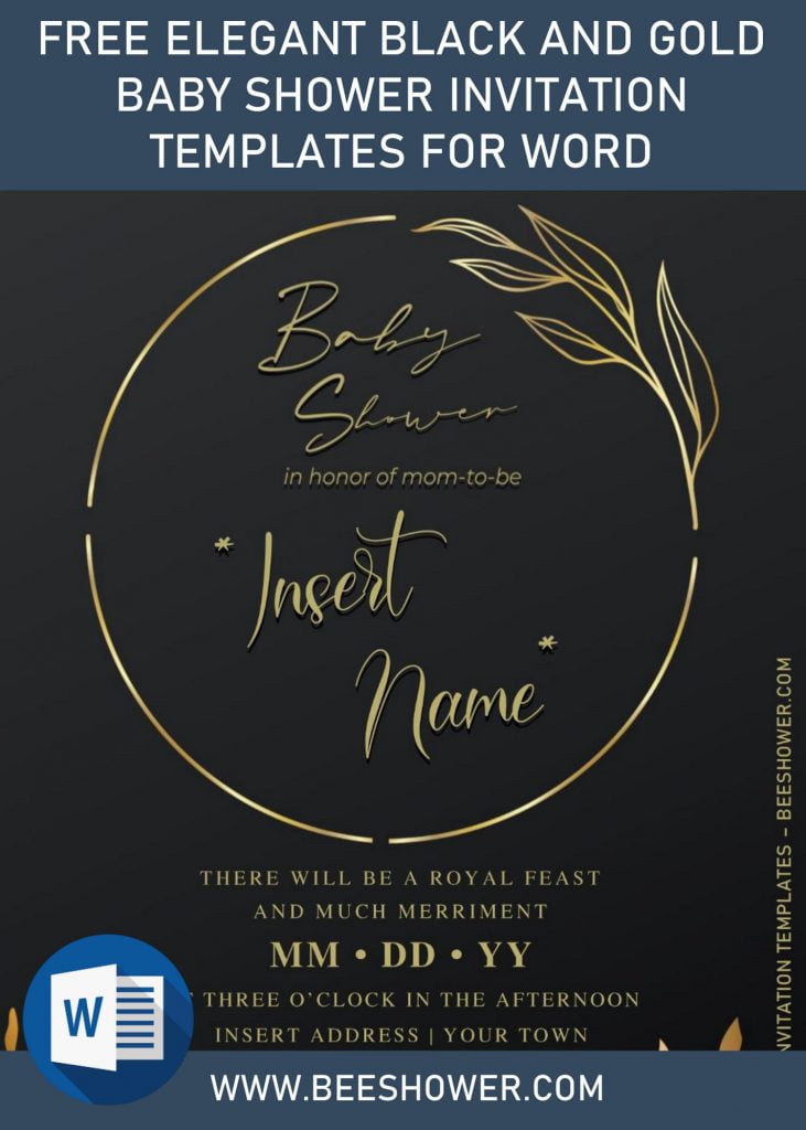 Free Elegant Black And Gold Baby Shower Invitation Templates For Word