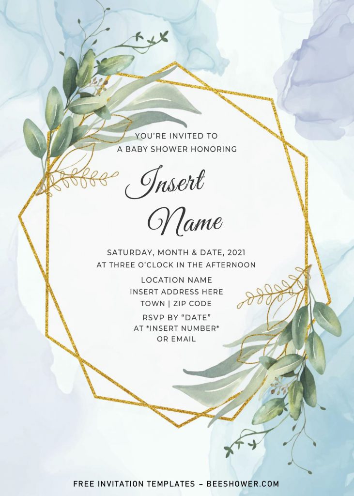 Free Gold Boho Baby Shower Invitation Templates For Word and has elegant and stunning vintage script