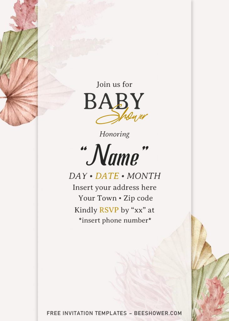 Free Bohemian Baby Shower Invitation Templates For Word and has 