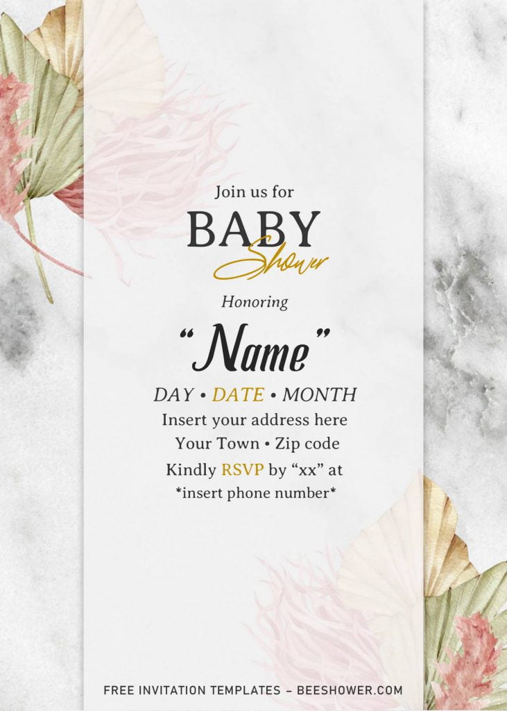 Free Bohemian Baby Shower Invitation Templates For Word and has pampas grass