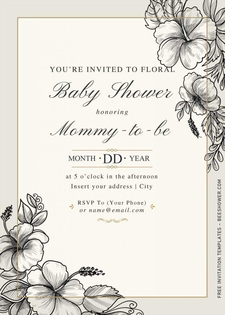 Free Hand Drawn Vintage Floral Invitation Templates For Word and has 