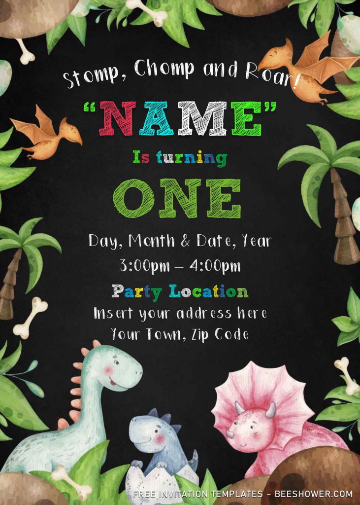 Free Dinosaur Baby Shower Invitation Templates For Word and has banana trees and palm tress