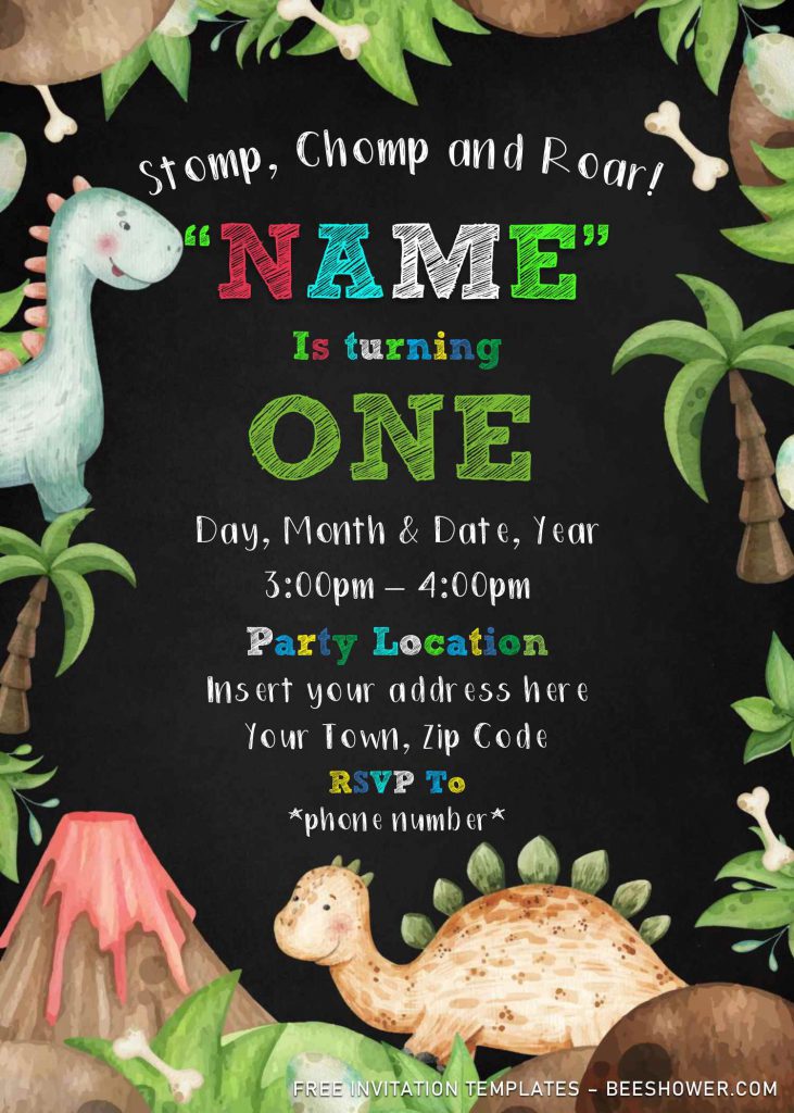 Free Dinosaur Baby Shower Invitation Templates For Word and has colorful fonts