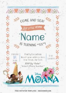 Free Moana Baby Shower Invitation Templates For Word and has Tropical Flowers and Hawaiian Hibiscus