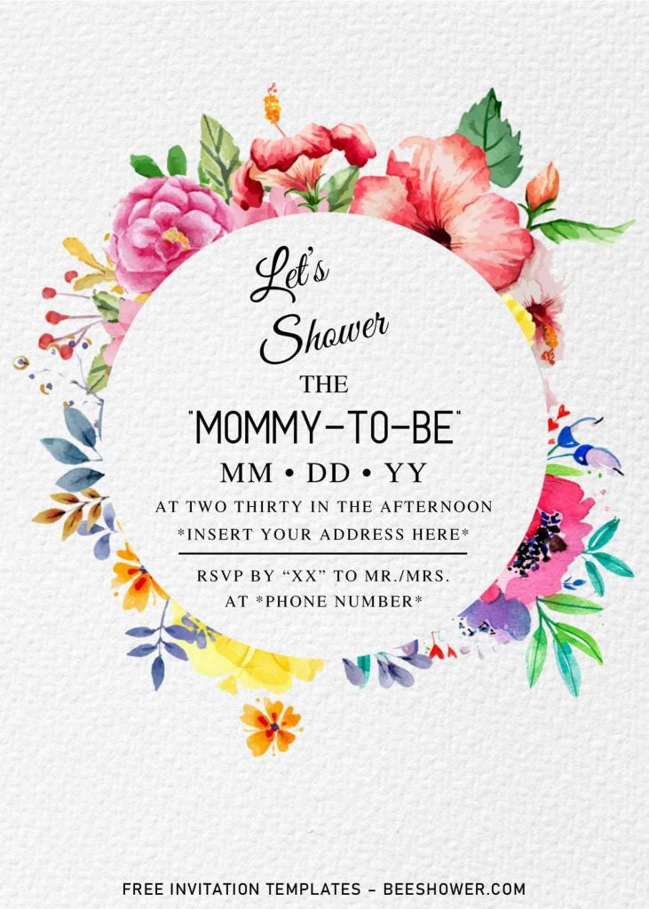 Free Summer Garden Baby Shower Invitation Templates For Word and has Hawaiian hibiscus