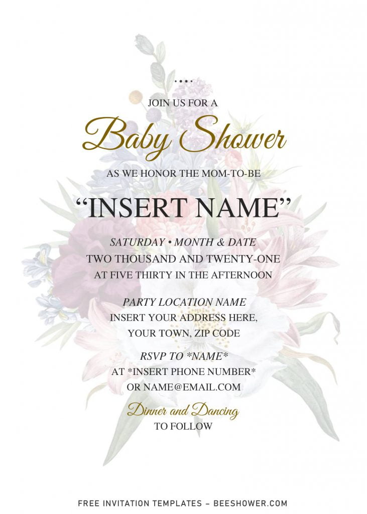 Free Vintage Floral Bouquet Baby Shower Invitation Templates For Word and has