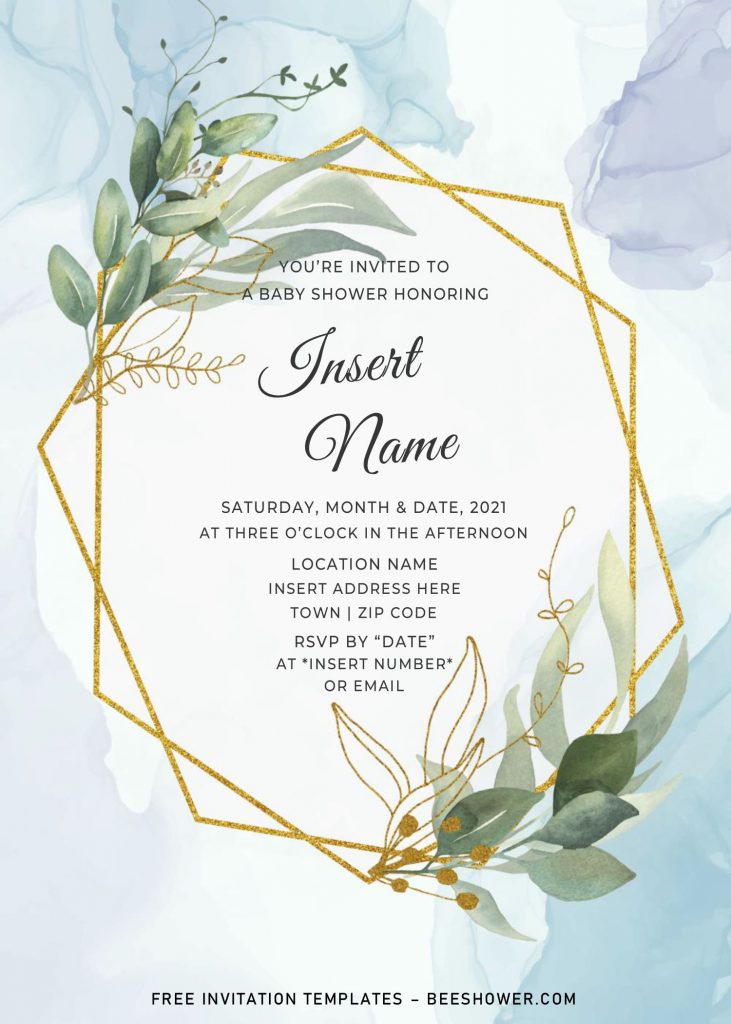Free Gold Boho Baby Shower Invitation Templates For Word and has Greenery leaves