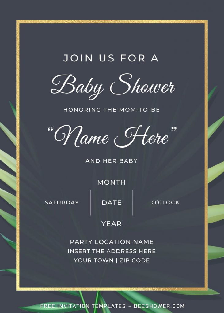 Free Elegant Greenery Baby Shower Invitation Templates For Word and has portrait orientation