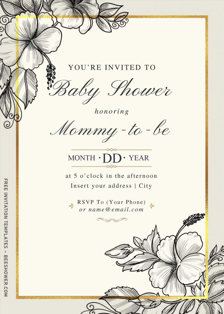 Free Hand Drawn Vintage Floral Invitation Templates For Word and has pencil drawn flowers