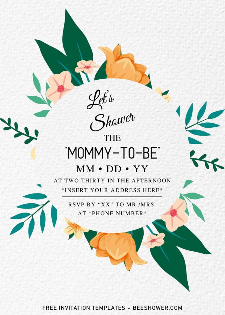 Free Summer Garden Baby Shower Invitation Templates For Word and has tropical summer flowers