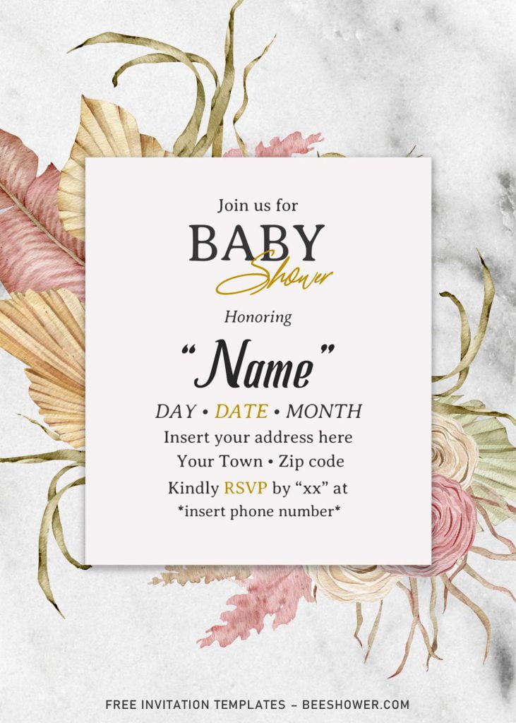 Free Bohemian Baby Shower Invitation Templates For Word and has portrait orientation