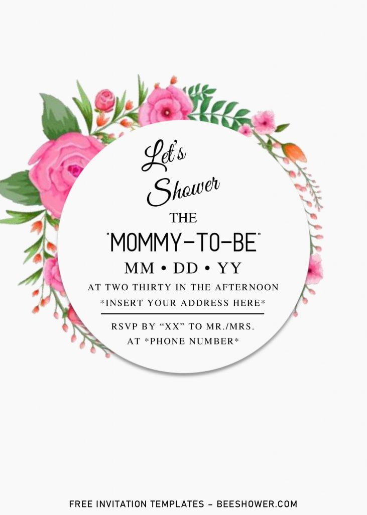 Free Summer Garden Baby Shower Invitation Templates For Word and has blush pink floral