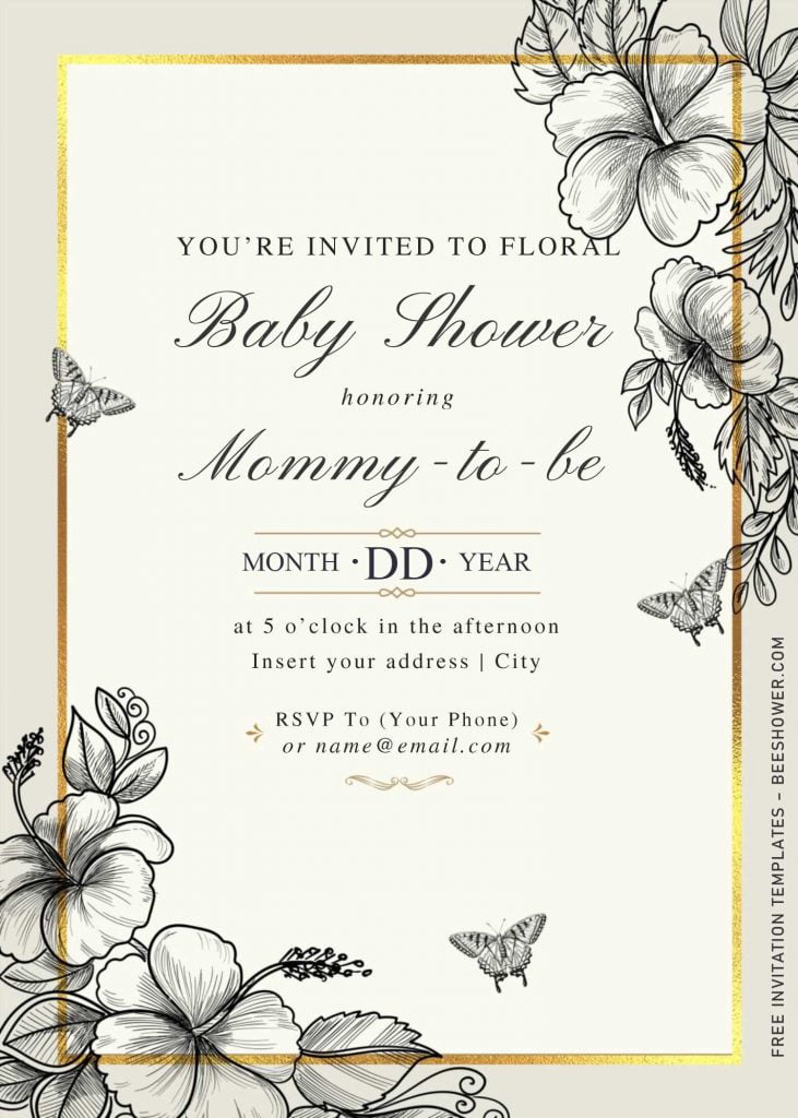 Free Hand Drawn Vintage Floral Invitation Templates For Word and has elegant vintage hand drawn floral