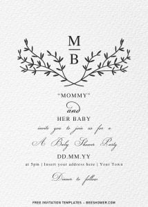 Free Floral Monogram Baby Shower Invitation Templates For Word and has beautiful and elegant flower crest