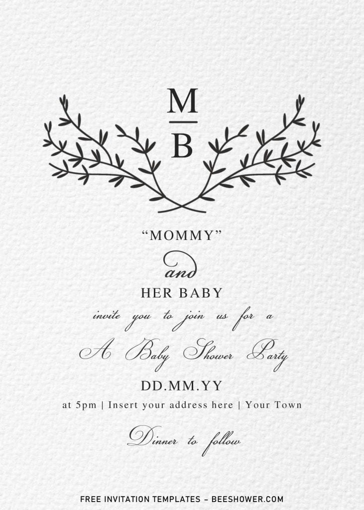 Free Floral Monogram Baby Shower Invitation Templates For Word and has beautiful and elegant flower crest