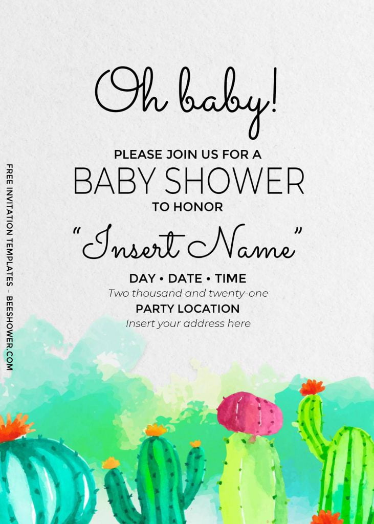 Free Mr. Onederful Baby Shower Invitation Templates For Word and has watercolor cactus