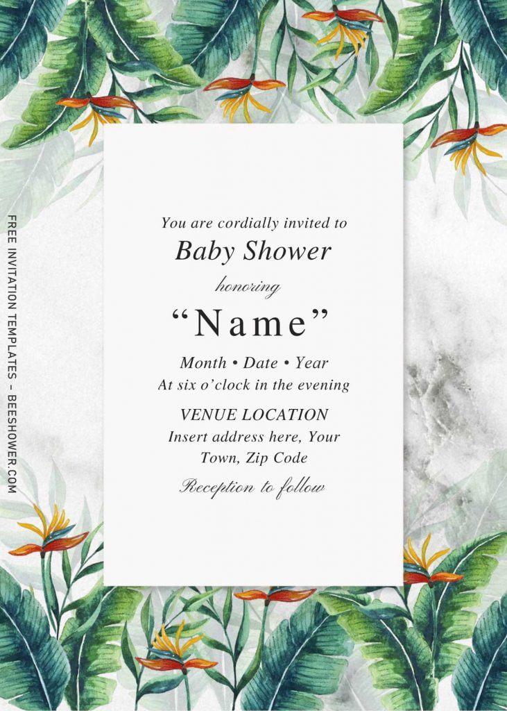 Free Botanical Leaves Baby Shower Invitation Templates For Word and has greenery leaves