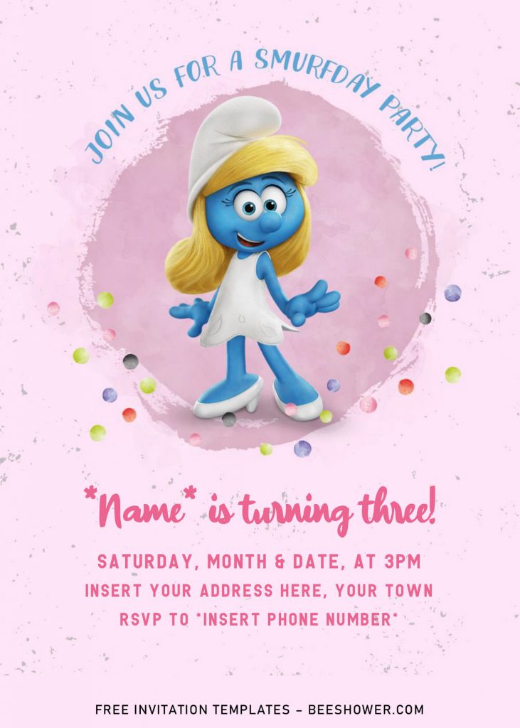 Free Smurf Baby Shower Invitation Templates For Word and has smurfette