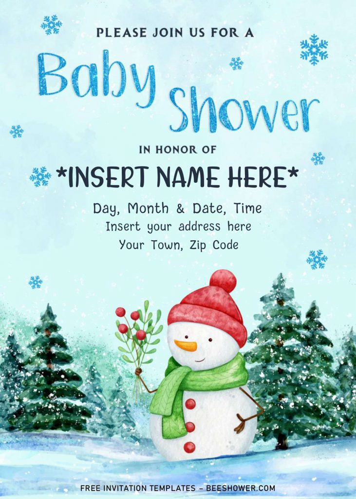 Free Winter Baby Shower Invitation Templates For Word and has cute and elegant typography