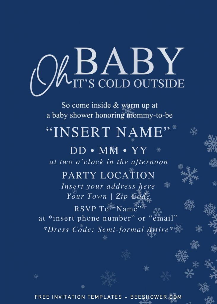 Free Winter Oh Baby Shower Invitation Templates For Word and has cute and elegant typography